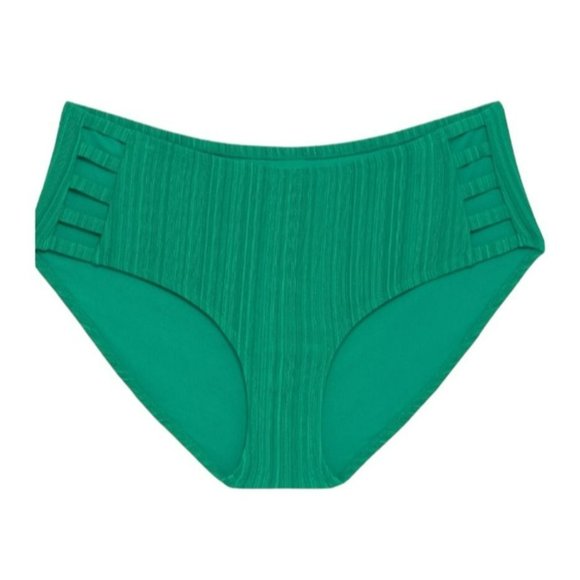 Bikini Swimsuit Bottom Forest Green Ribbed Mid Rise Hipster Woman's 2X 20/22 LR1 - Picture 3 of 8